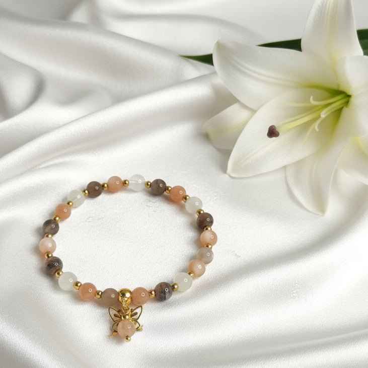 Bracelet en pierre de lune multicolore extra sur mesure - Secret de Cristaux
