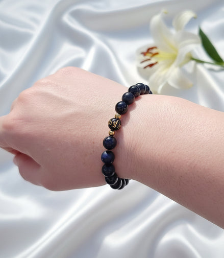 Bracelet ondes électromagnétique en shungite et tourmaline noire 