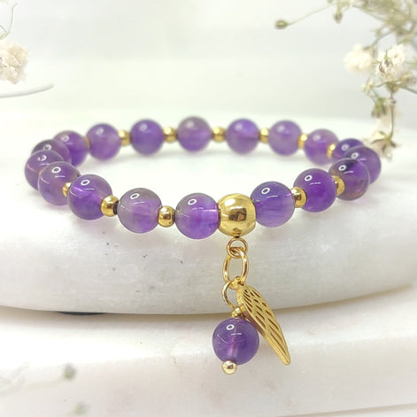 Bracelet en améthyste sur mesure - Secret de Cristaux