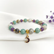 Bracelet Dépression burn - out en Amazonite, lépidolite, opale dendritique - Secret de Cristaux
