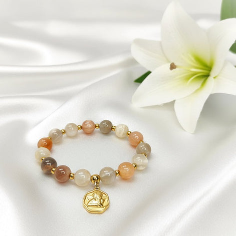 Bracelet en pierre de lune multicolore extra sur mesure - Secret de Cristaux