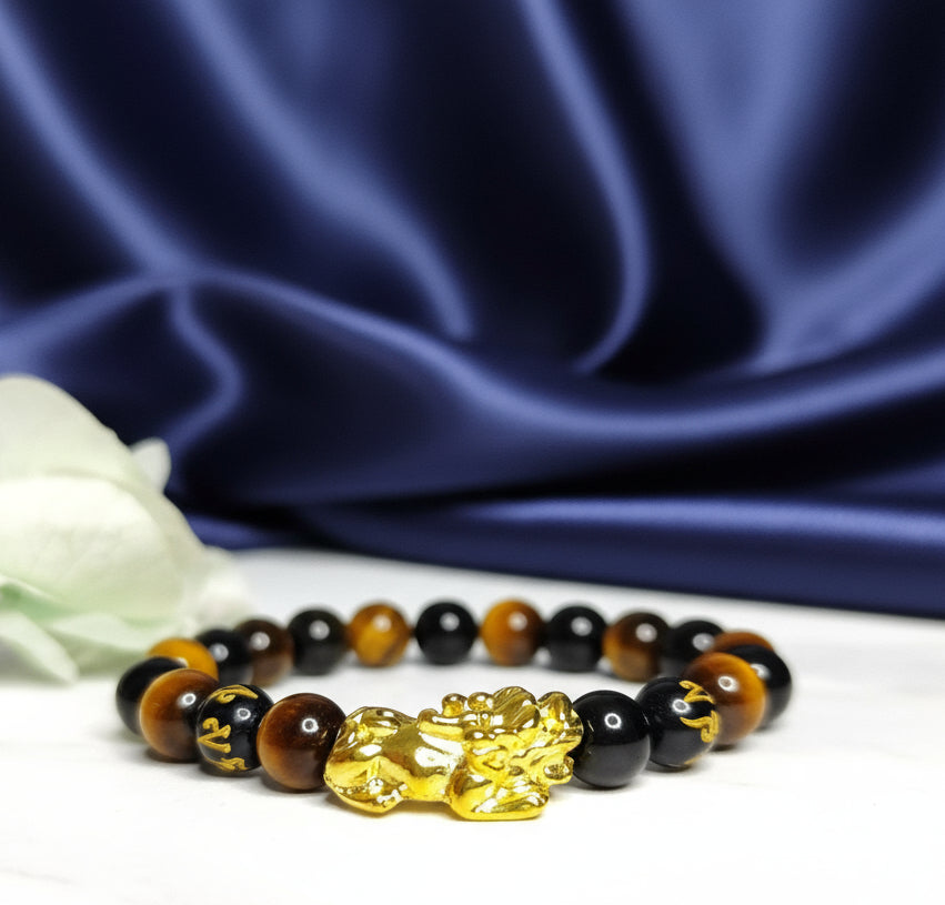 Bracelet de Protection, tourmaline noire, Obsidienne, œil de tigre - Secret de Cristaux