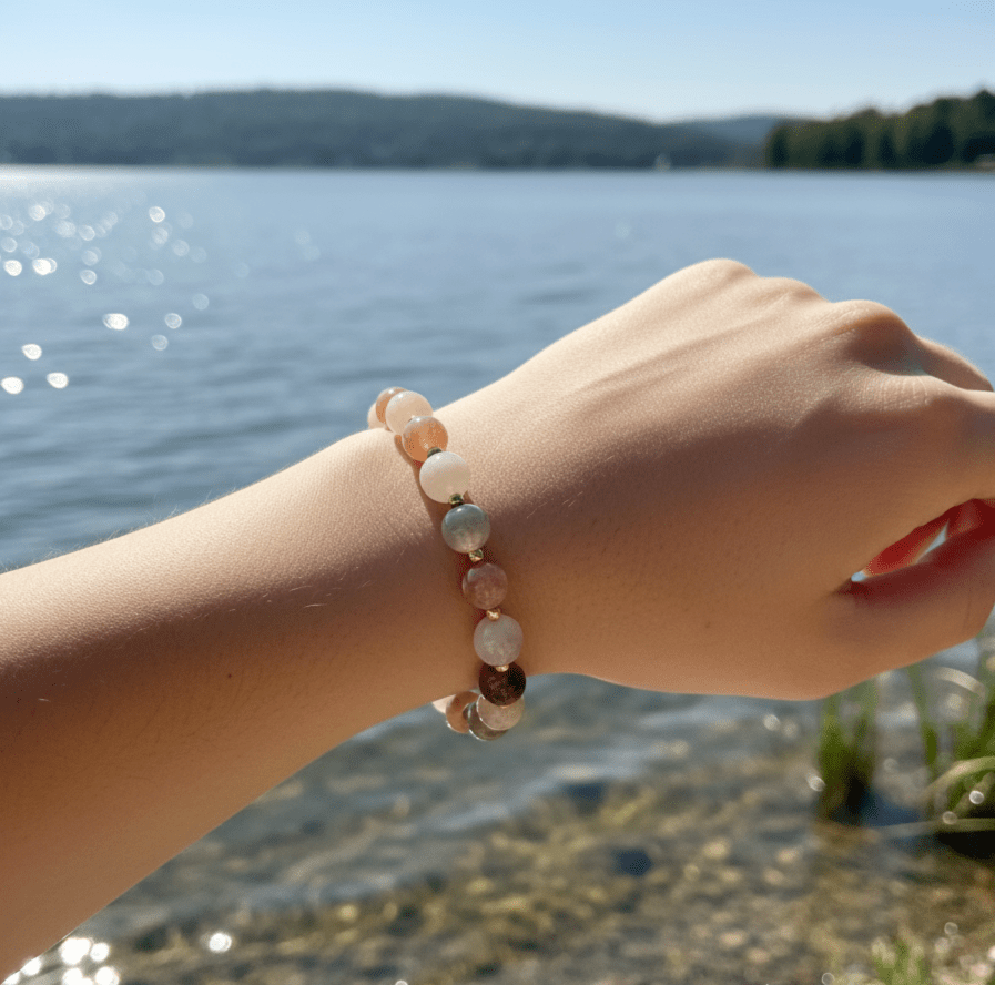 Bracelet en pierre de lune multicolore extra sur mesure - Secret de Cristaux