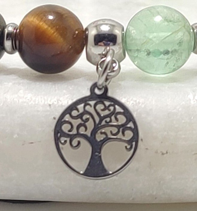 Bracelet Dépression burn - out en Amazonite, lépidolite, opale dendritique - Secret de Cristaux