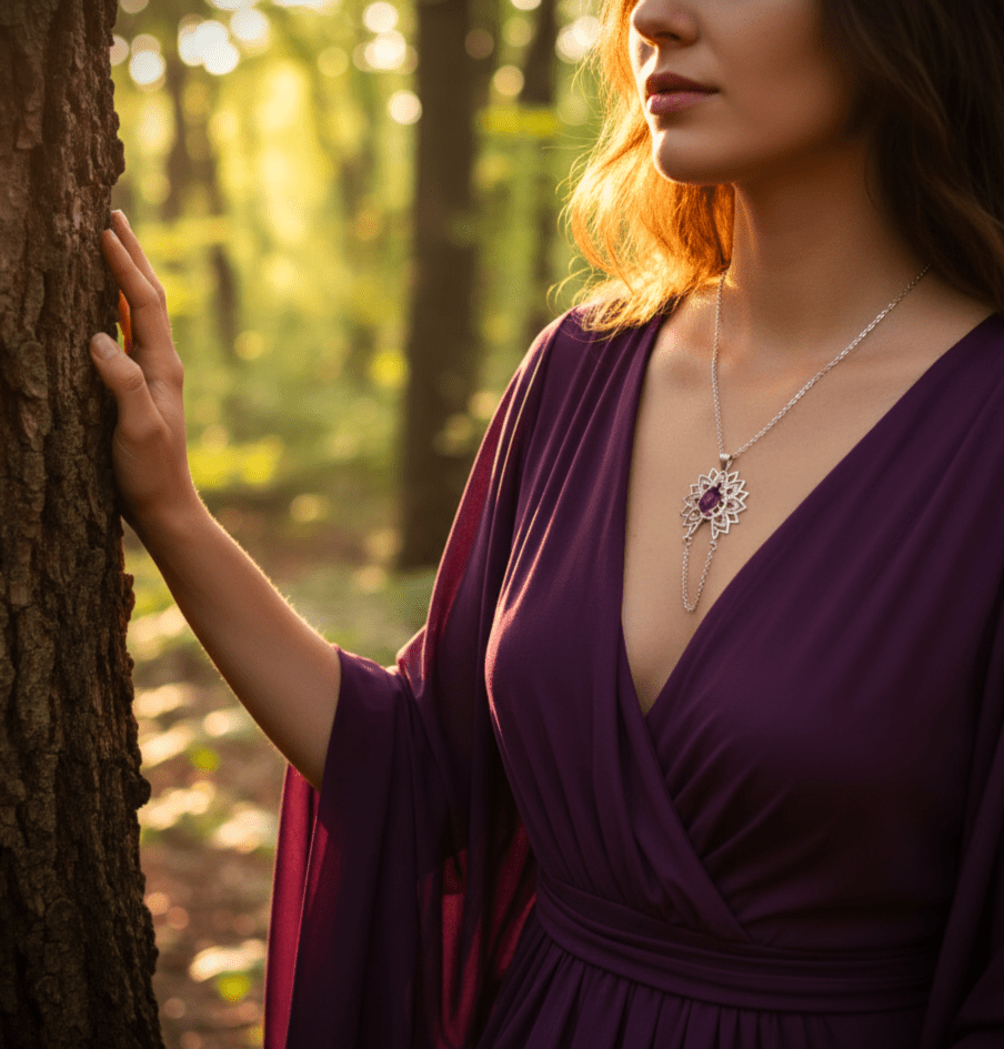 Collier “Éveil Sacré” Mandala & Améthyste - Secret de Cristaux