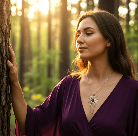 Collier “Éveil Sacré” Mandala & Améthyste - Secret de Cristaux