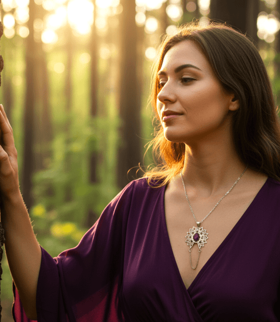 Collier “Éveil Sacré” Mandala & Améthyste - Secret de Cristaux