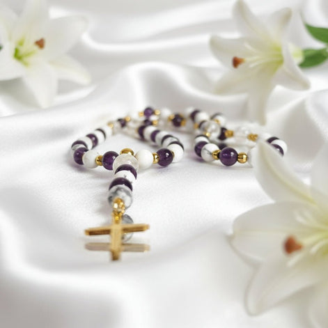 Chapelet en pierres naturelles sur mesure, cadeau de communion spirituel - Secret de Cristaux