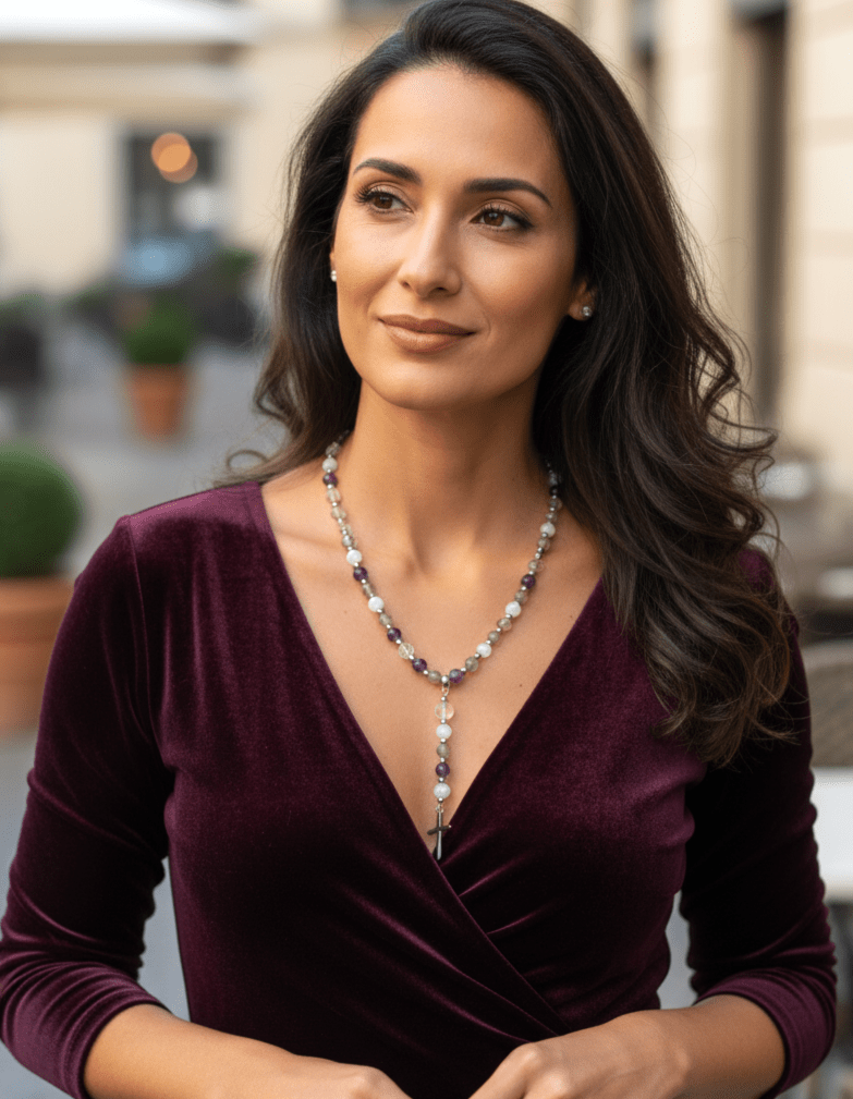 Chapelet en pierres naturelles sur mesure, cadeau de communion spirituel - Secret de Cristaux