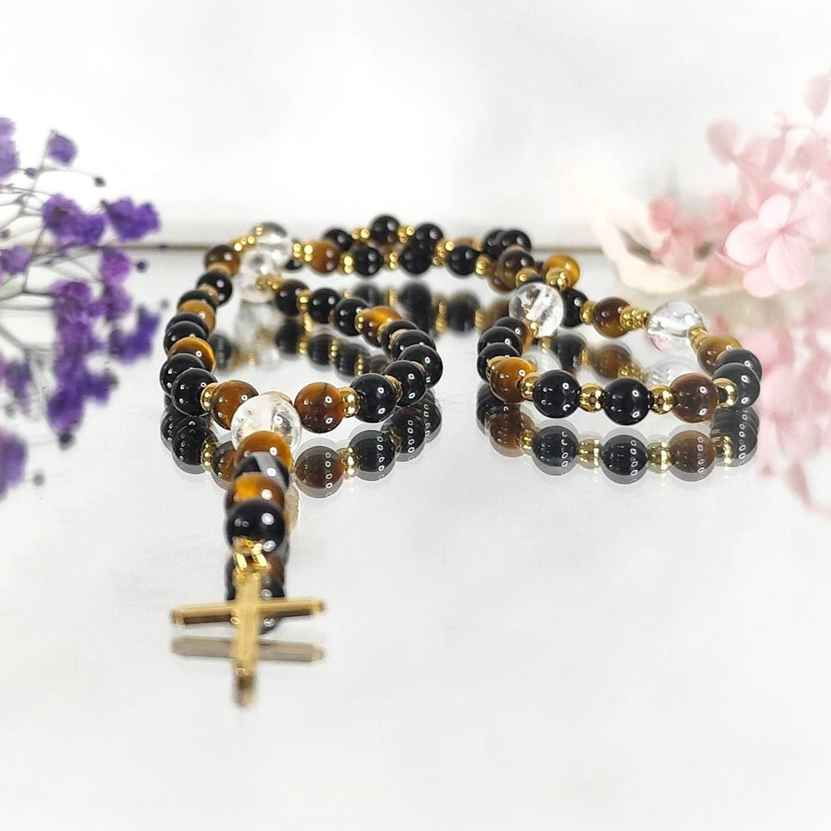 Chapelet en pierres naturelles sur mesure, cadeau de communion spirituel - Secret de Cristaux