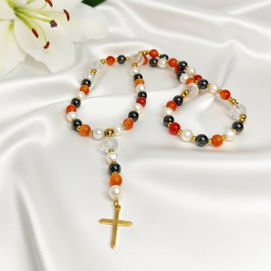 Chapelet en pierres naturelles sur mesure, cadeau de communion spirituel - Secret de Cristaux