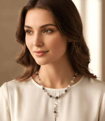 Chapelet en pierres naturelles sur mesure, cadeau de communion spirituel - Secret de Cristaux