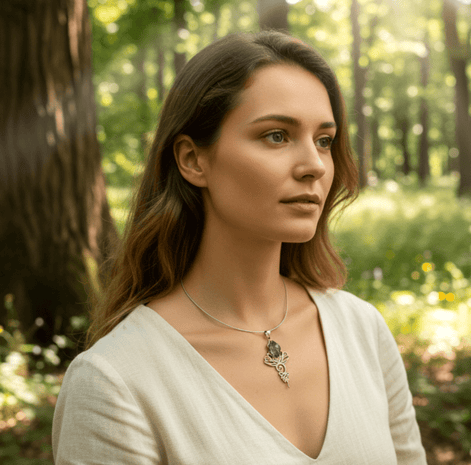 Collier doré ou argenté unalome & améthyste - Secret de Cristaux