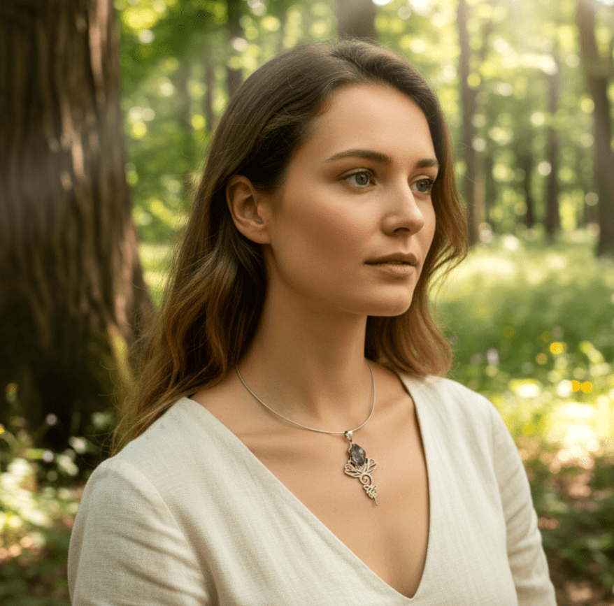 Collier doré ou argenté unalome & améthyste - Secret de Cristaux