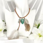 Collier Loup garou en cuir et amazonite - Secret de Cristaux