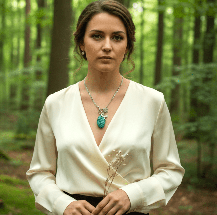 Collier libellule argenté et belle Amazonite extra - Secret de Cristaux