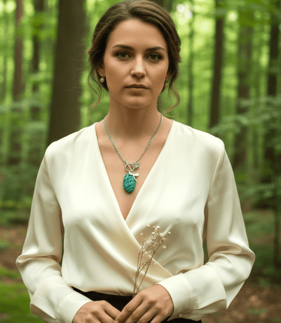 Collier libellule argenté et belle Amazonite extra - Secret de Cristaux