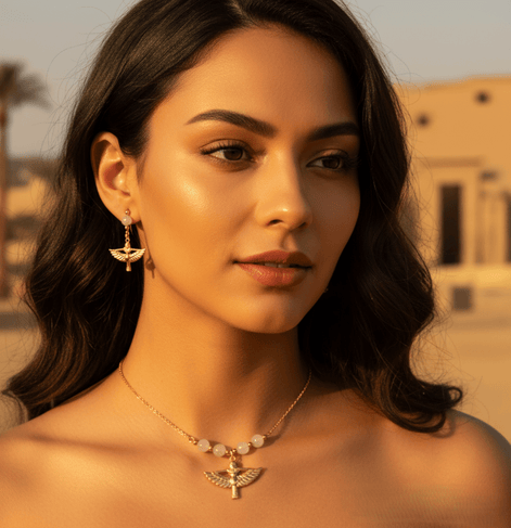 Collier Isis, Doré ou argenté, pierre au choix, sur mesure - Secret de Cristaux