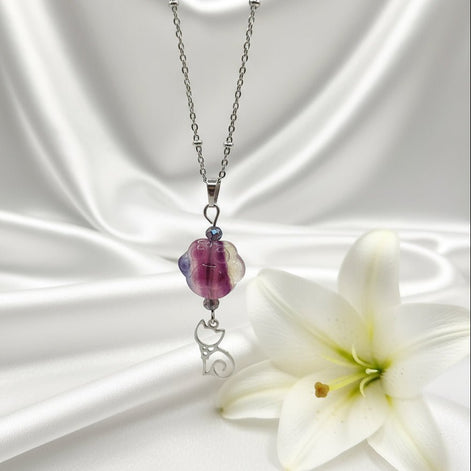 Collier "Amour de chat" en fluorite, au choix - Secret de Cristaux