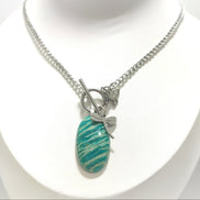 Collier libellule argenté et belle Amazonite extra - Secret de Cristaux