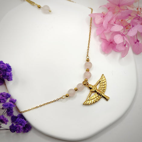 Collier Isis, Doré ou argenté, pierre au choix, sur mesure - Secret de Cristaux