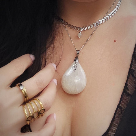 Double Collier en pierre de lune extra - Secret de Cristaux