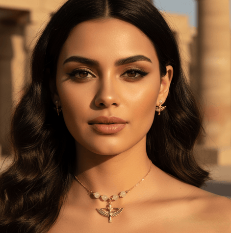 Collier Isis, Doré ou argenté, pierre au choix, sur mesure - Secret de Cristaux