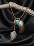 Collier Loup garou en cuir et amazonite - Secret de Cristaux