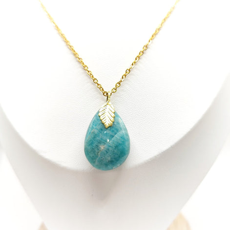Collier doré en Amazonite, au choix - Secret de Cristaux