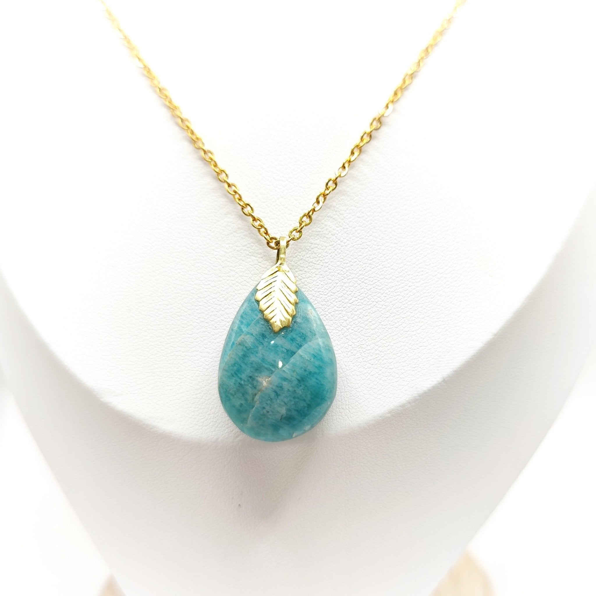 Collier doré en Amazonite, au choix - Secret de Cristaux