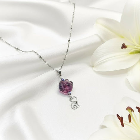 Collier "Amour de chat" en fluorite, au choix - Secret de Cristaux