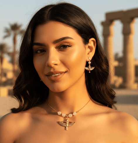 Collier Isis, Doré ou argenté, pierre au choix, sur mesure - Secret de Cristaux