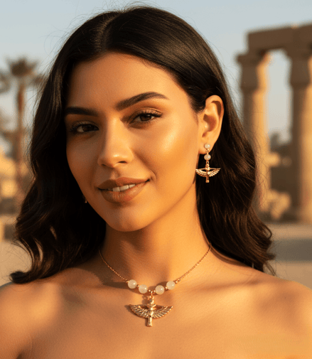 Collier Isis, Doré ou argenté, pierre au choix, sur mesure - Secret de Cristaux