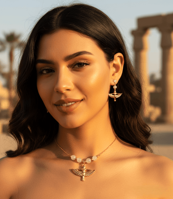 Collier Isis, Doré ou argenté, pierre au choix, sur mesure - Secret de Cristaux