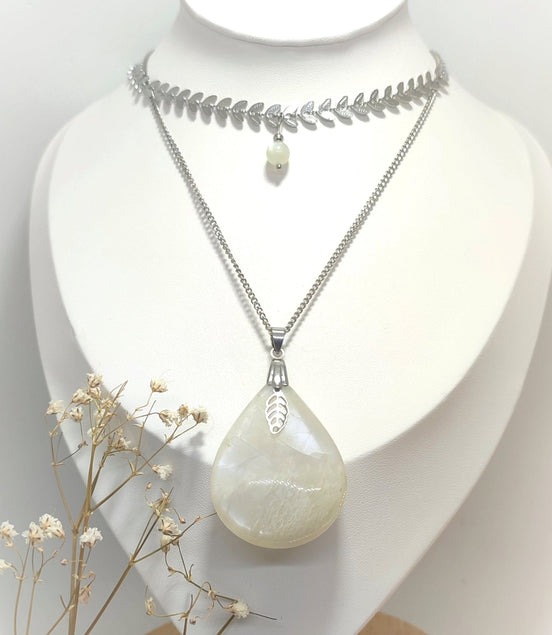 Double Collier en pierre de lune extra - Secret de Cristaux