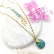 Collier doré en Amazonite, au choix - Secret de Cristaux