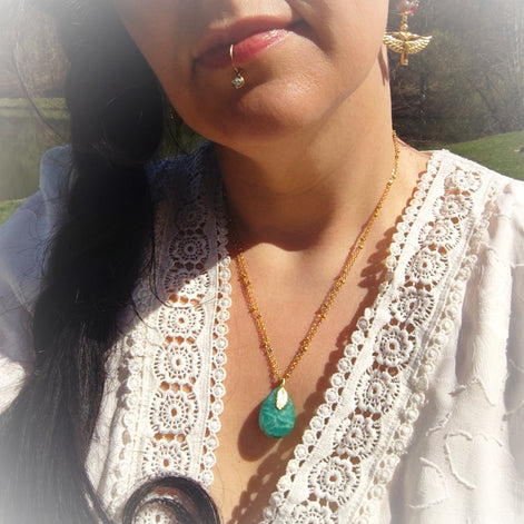 Collier doré en Amazonite, au choix - Secret de Cristaux
