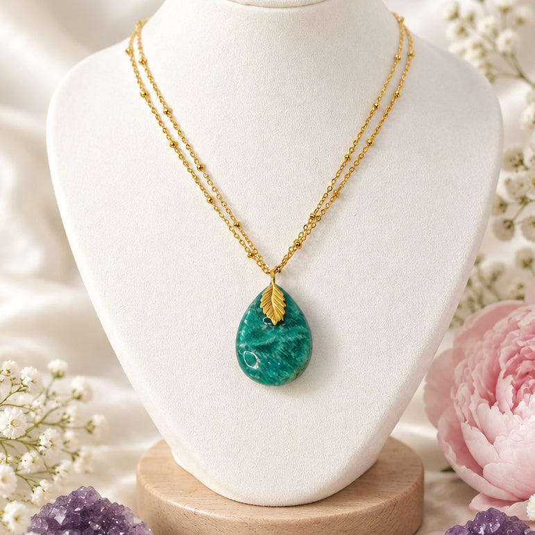 Collier doré en Amazonite