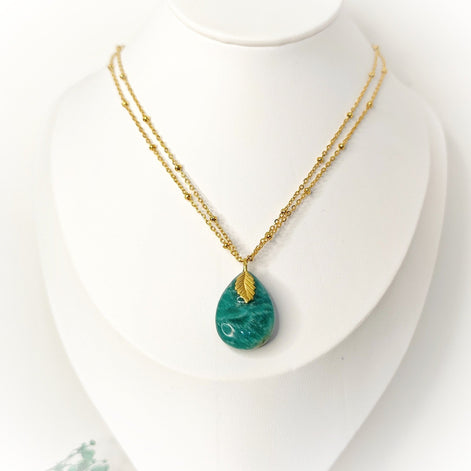 Collier doré en Amazonite, au choix - Secret de Cristaux