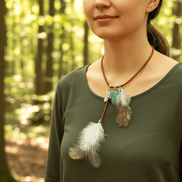 Collier Loup garou en cuir et amazonite - Secret de Cristaux