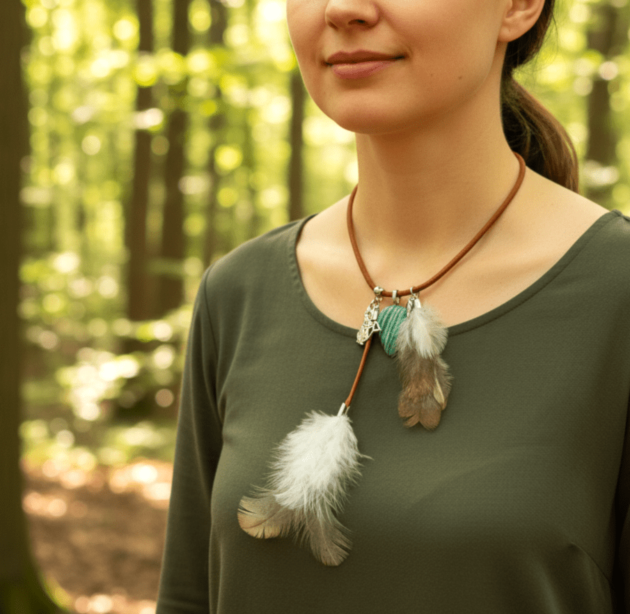 Collier Loup garou en cuir et amazonite - Secret de Cristaux
