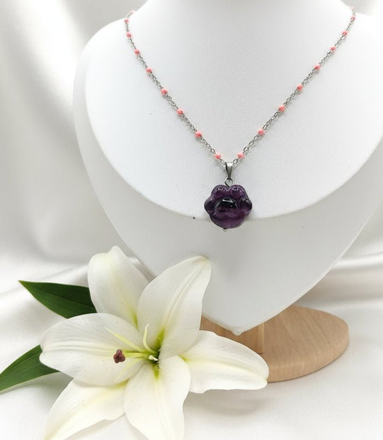 Collier "Amour de chat" en fluorite, au choix - Secret de Cristaux