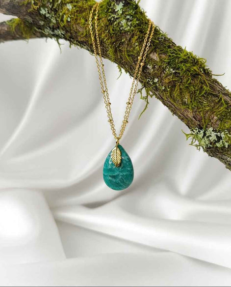 Collier doré en Amazonite, au choix - Secret de Cristaux
