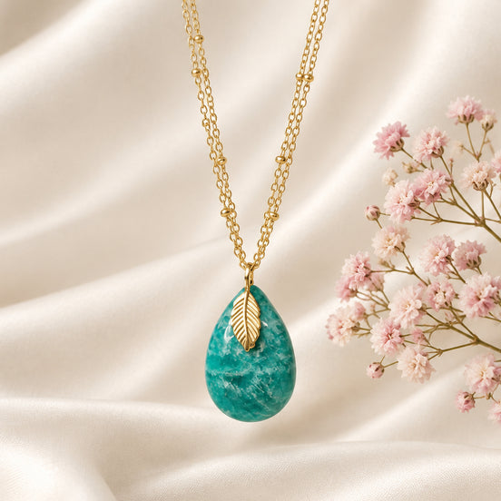 Collier doré en Amazonite