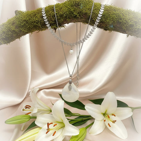 Double Collier en pierre de lune extra - Secret de Cristaux