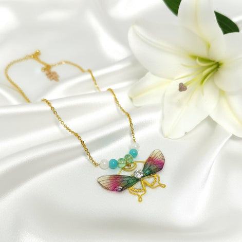 Collier envol de fée, au choix; amazonite, fluorite, pierre de lune arc en ciel - Secret de Cristaux