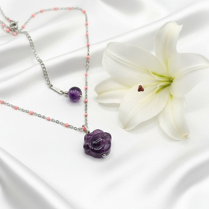 Collier "Amour de chat" en fluorite, au choix - Secret de Cristaux