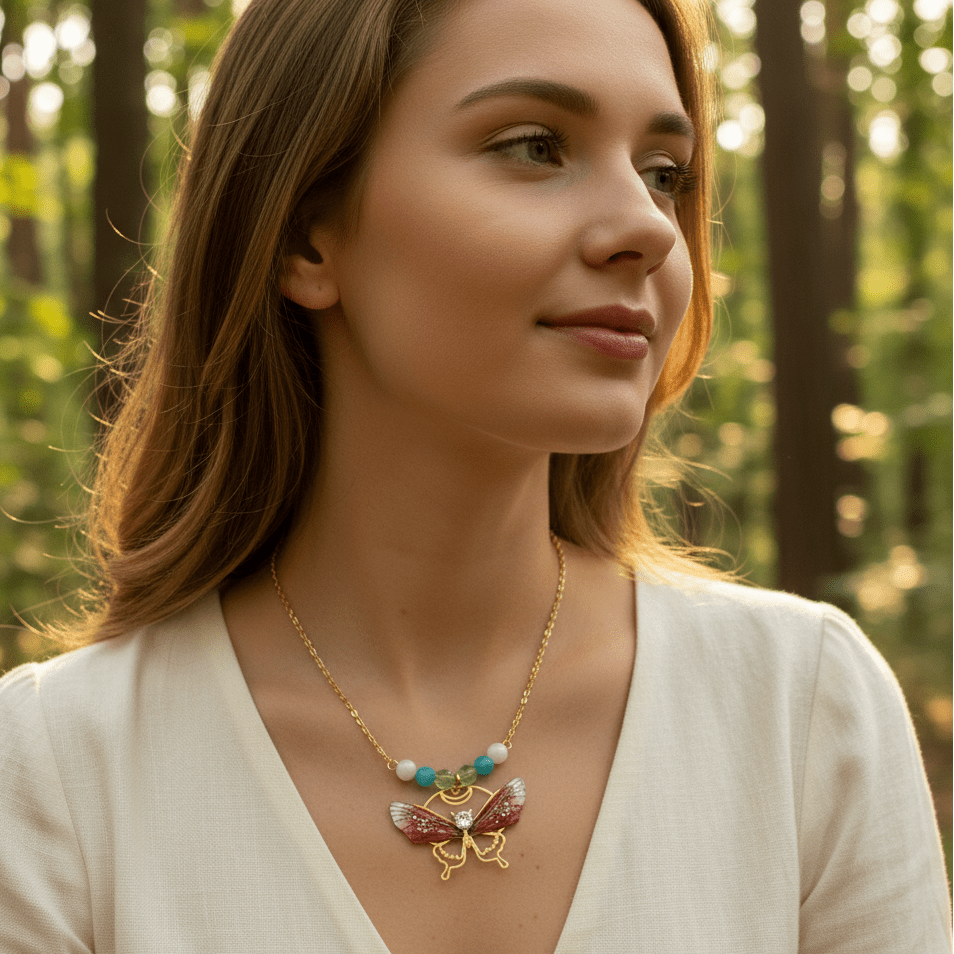 Collier envol de fée pierre de lune 