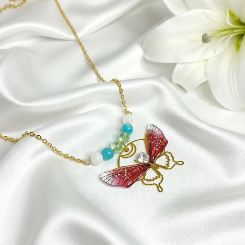 Collier envol de fée, au choix; amazonite, fluorite, pierre de lune arc en ciel - Secret de Cristaux