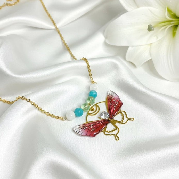 Collier envol de fée, au choix; amazonite, fluorite, pierre de lune arc en ciel - Secret de Cristaux